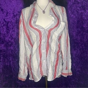 Striped Button-Up Women's Top